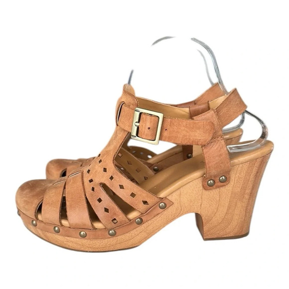KORKS Augustine Cutout Platform Sandals Retro 70s Chunky Saddle Tan, Size 9 - Picture 5 of 15